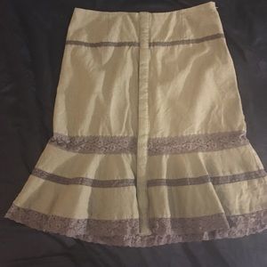 Green wool and lace free people midi skirt